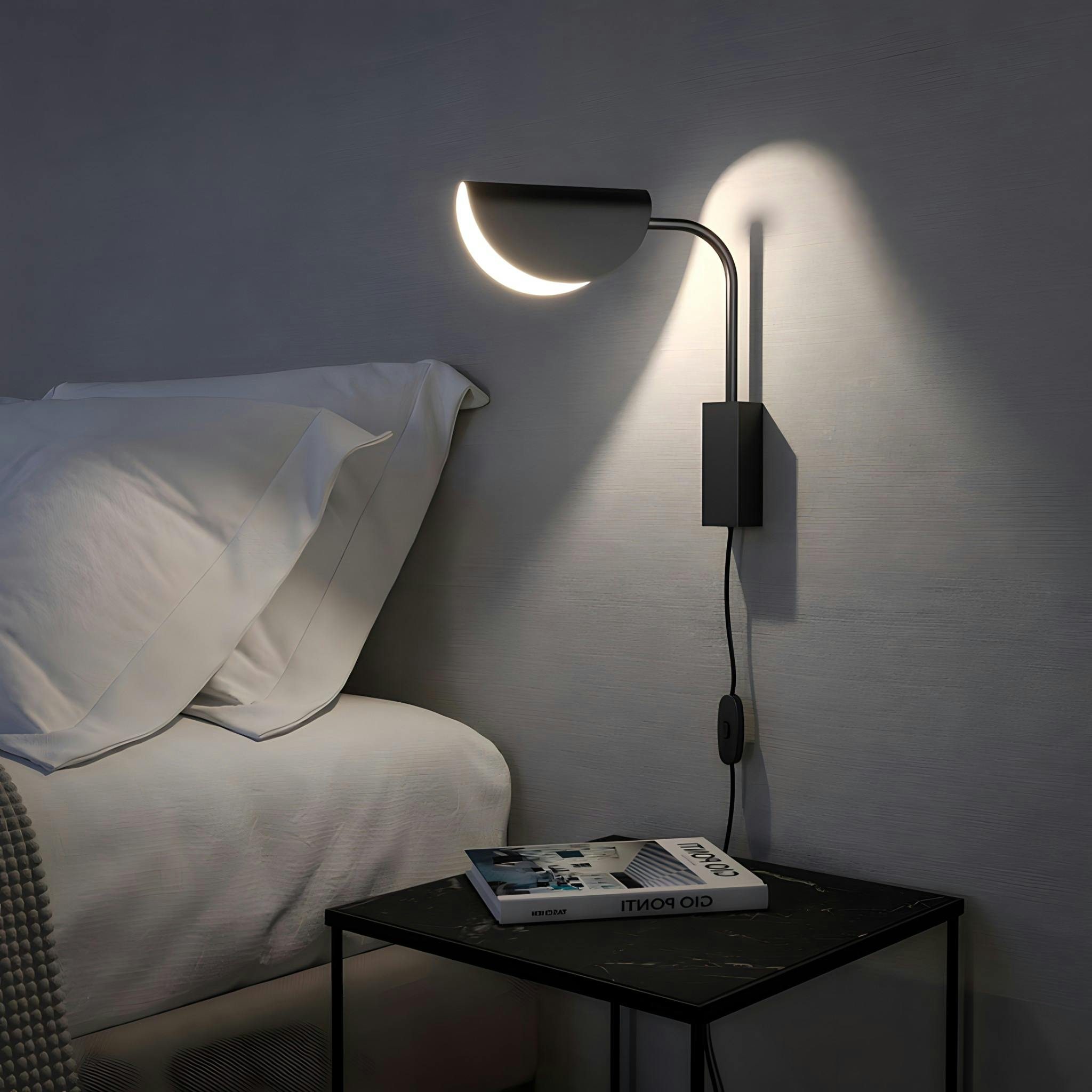 Applique murale chambre  – abat‑jour plié noir LENORE