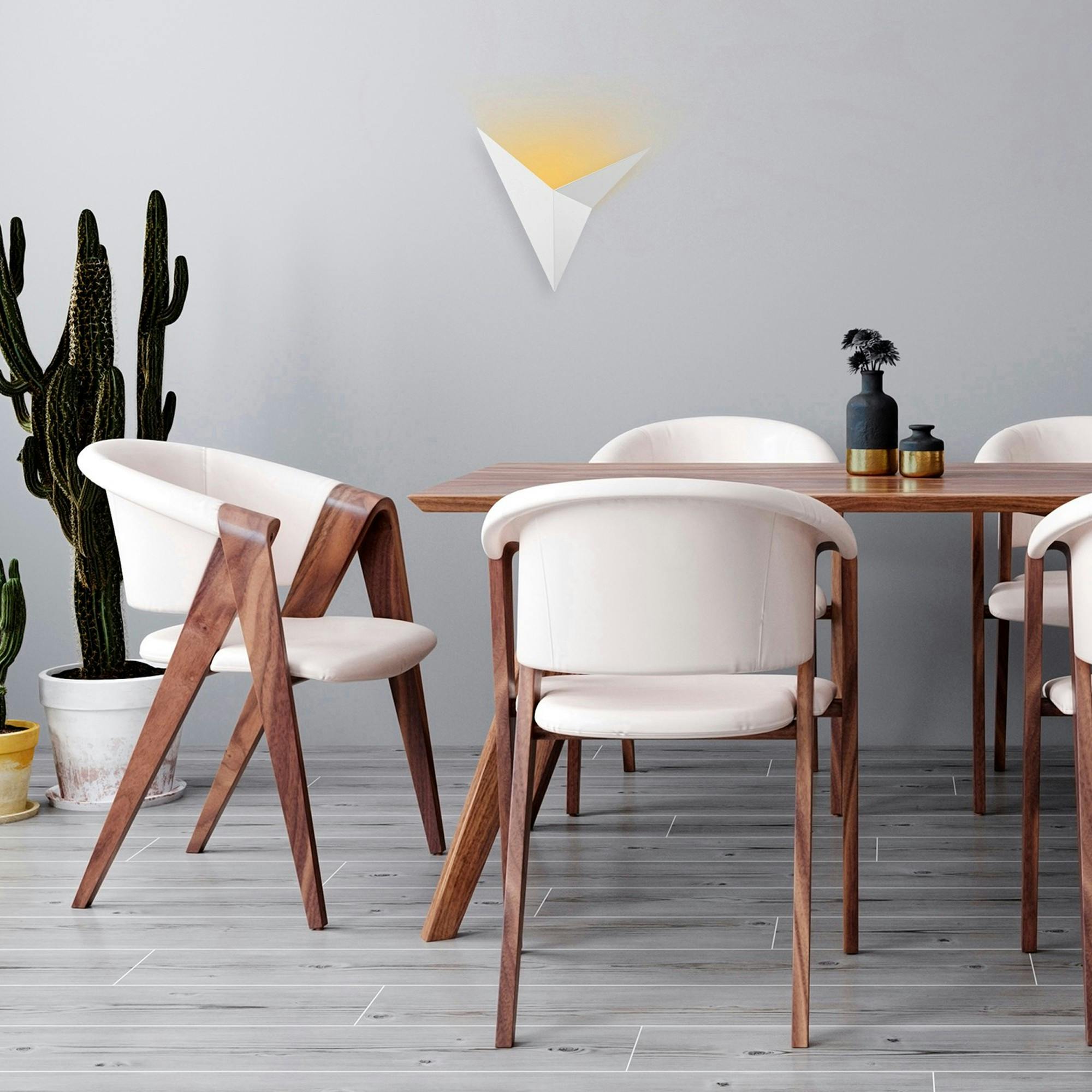 Applique murale design blanche, origami triangulaire SFAX