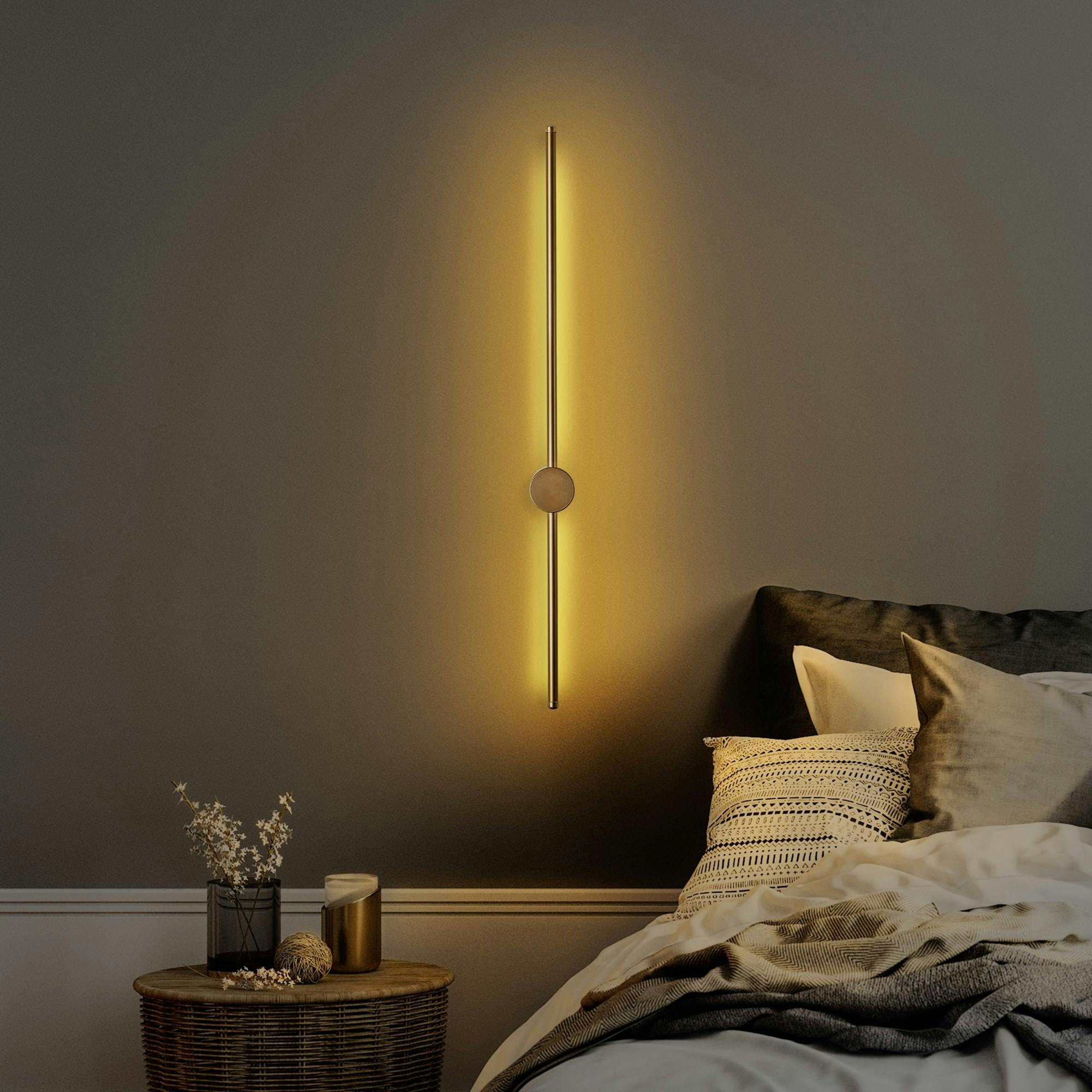 Applique murale LED design, 1 tige dorée verticale VIESTE