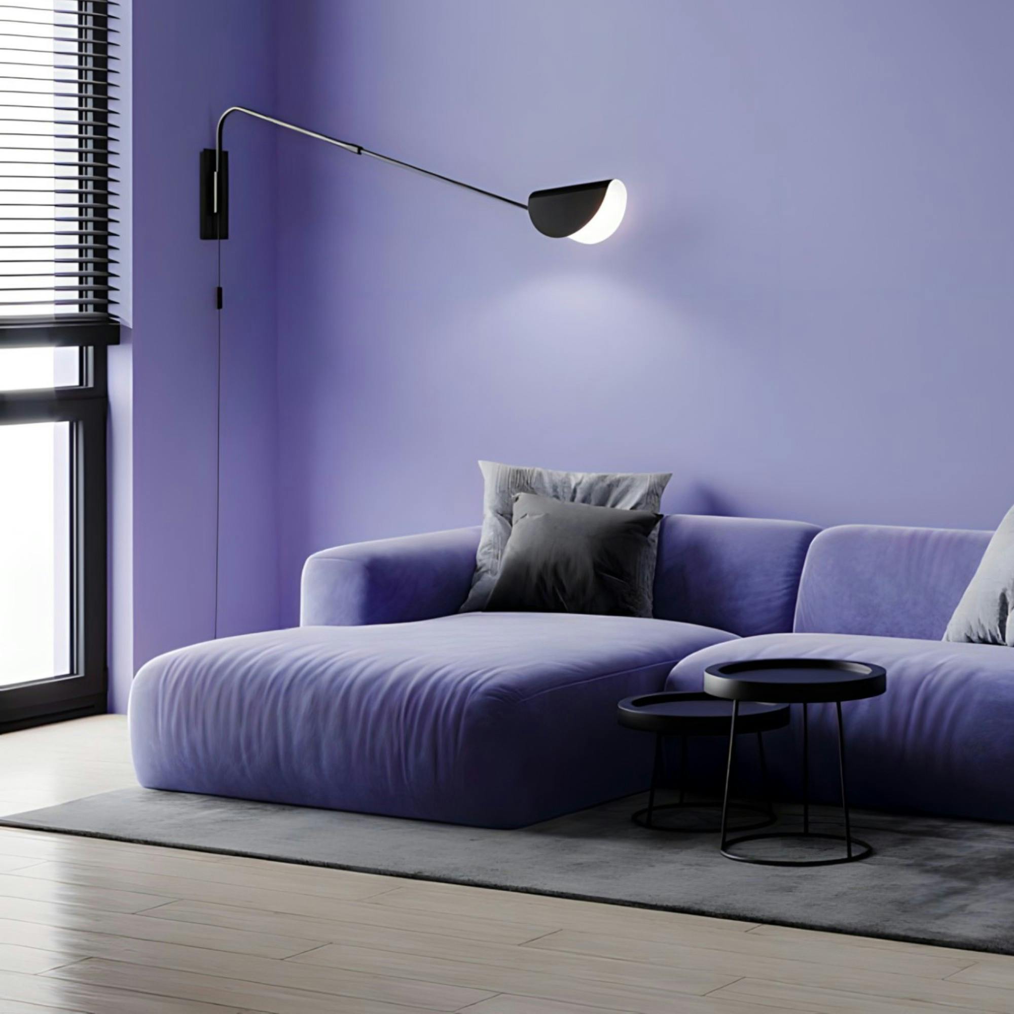 Applique murale noire – abat‑jour plié, bras orientable LENORE