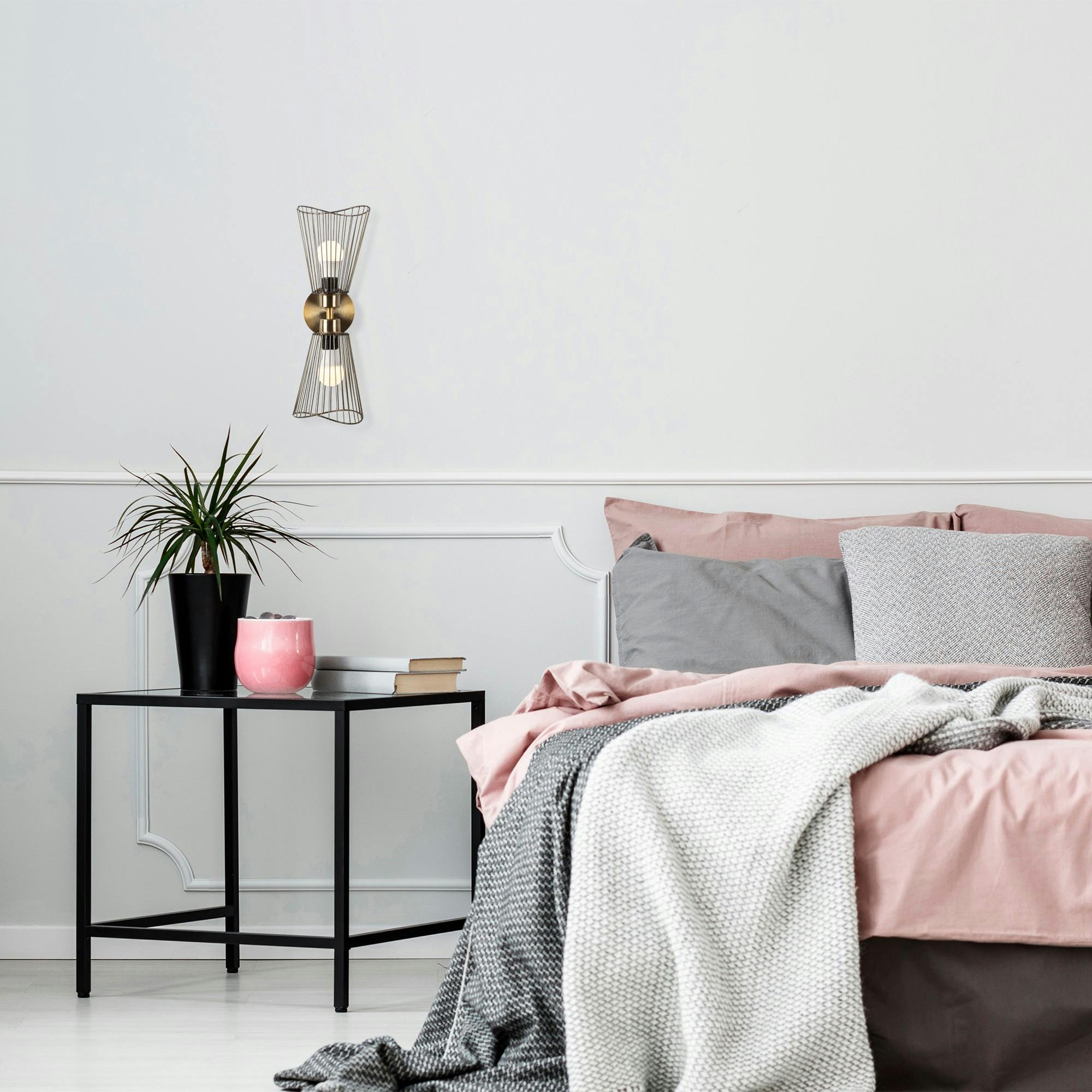 Applique murale vintage cuivrée, lanterne filaire SFAX