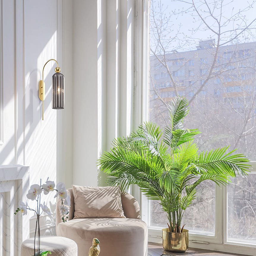 Applique rétro en verre gris fumé, forme arche SOLANA