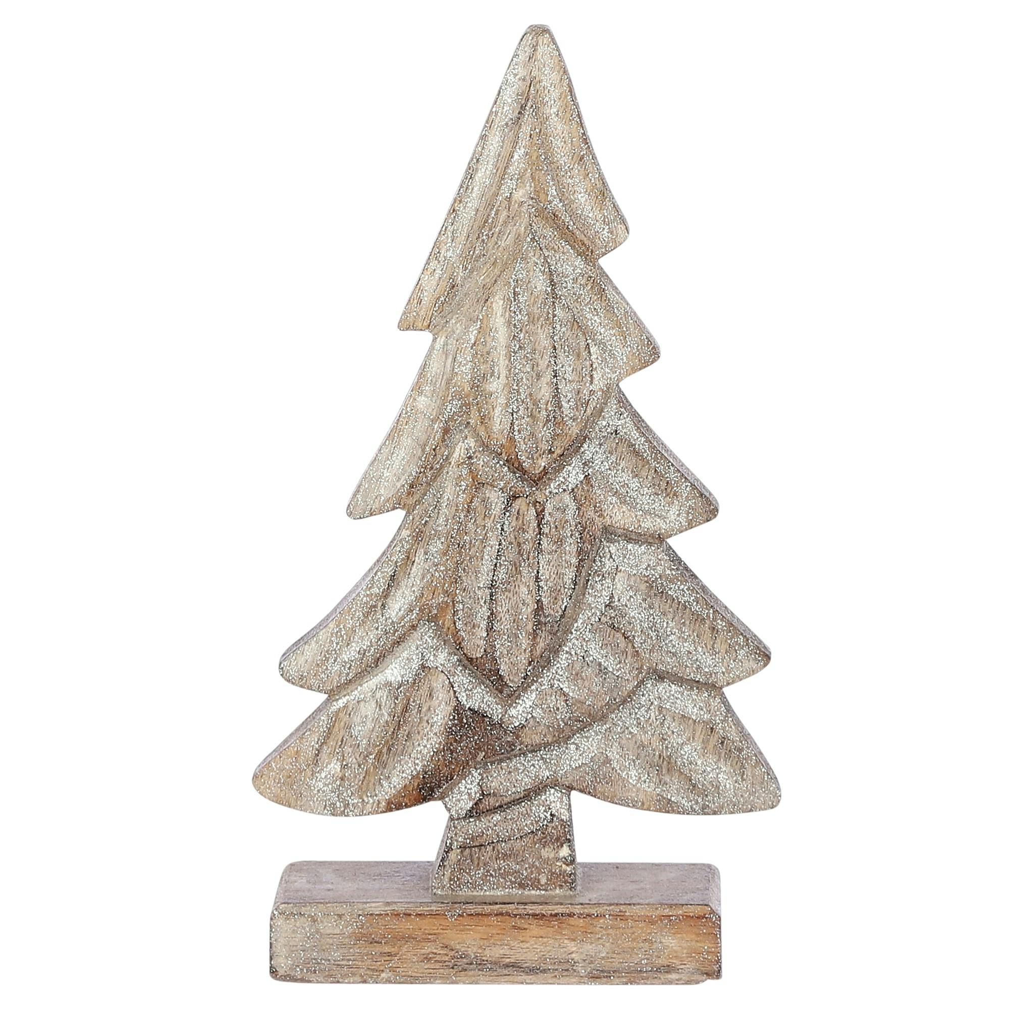 Arbre de déco blanc patiné brillant 30 cm