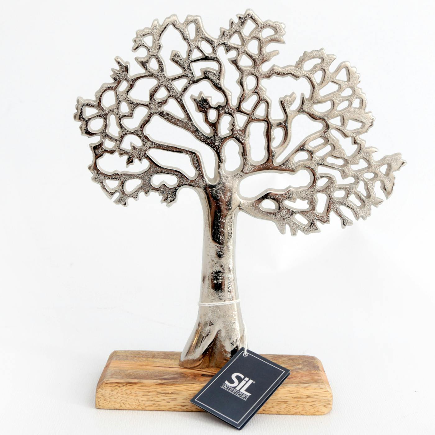 Arbre de vie déco finition argent 26,5 cm