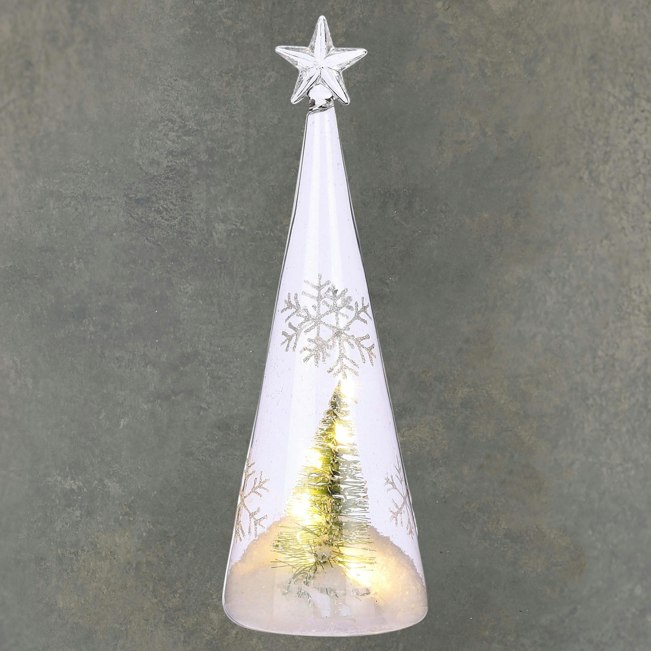 Arbre déco blanc à LED 22 cm