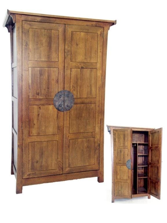 Armoire 2 portes avec penderie hévéa 125x60x196cm MAORI