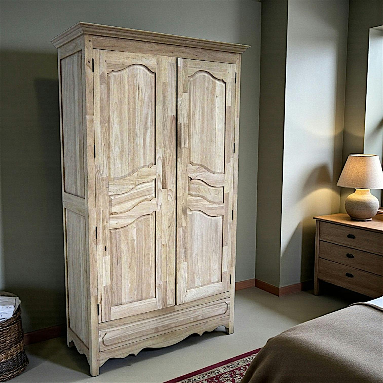 Armoire 2 portes hévéa 120x50x200cm TRADITION