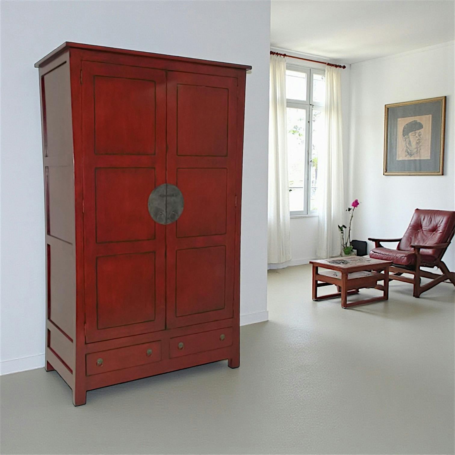 Armoire 2 portes hévéa 120x60x195cm MAORI