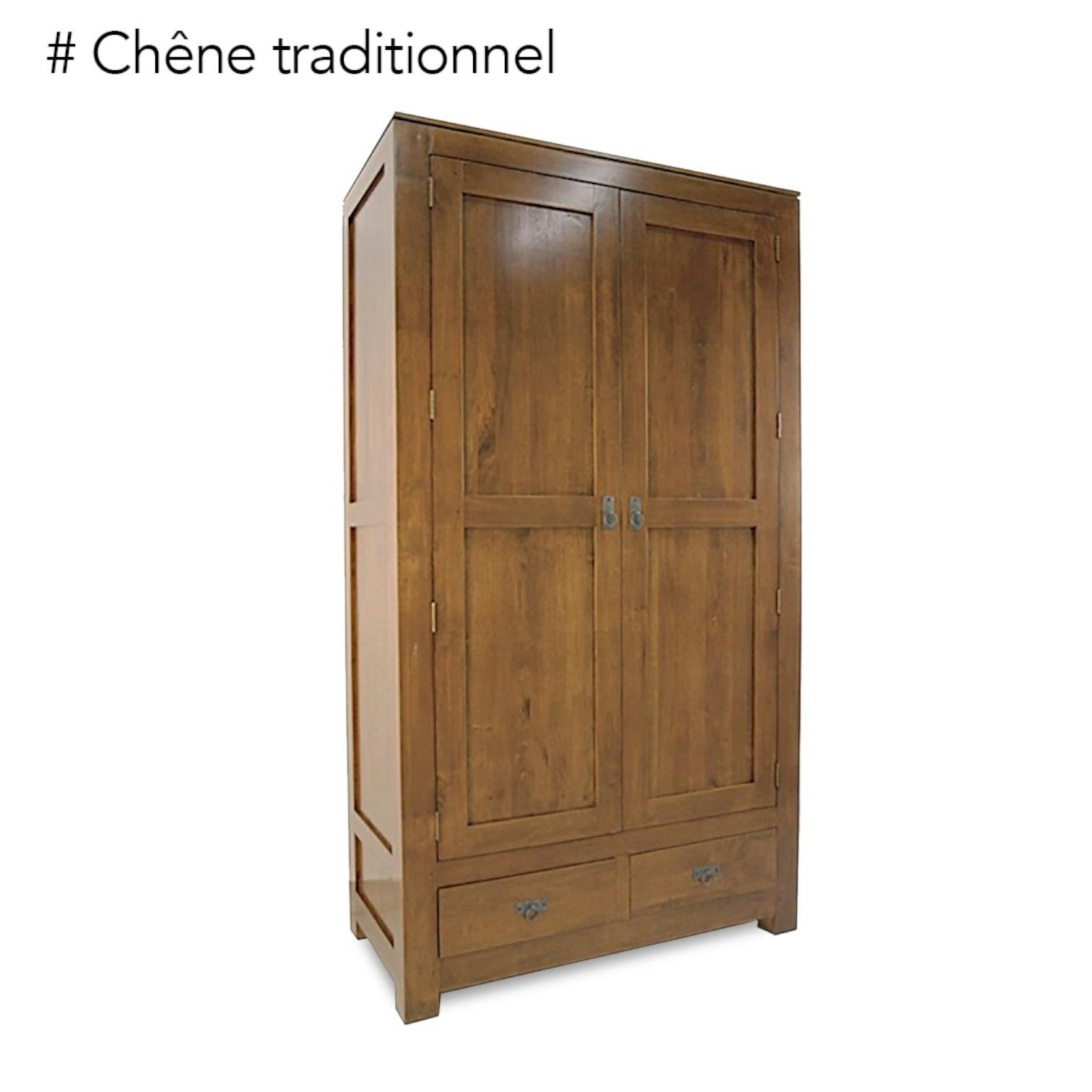 Armoire bois d'hévéa avec penderie HELENA