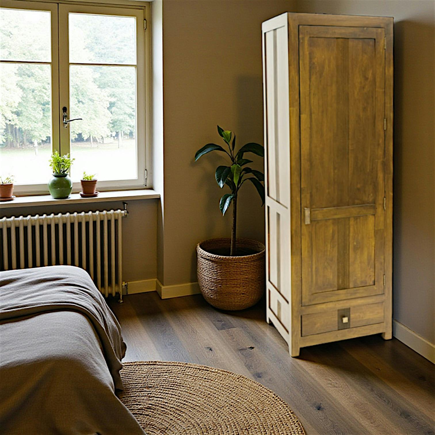 Armoire Bonnetière Hévéa 1 porte, 1 tiroir 65x55x195cm GALA