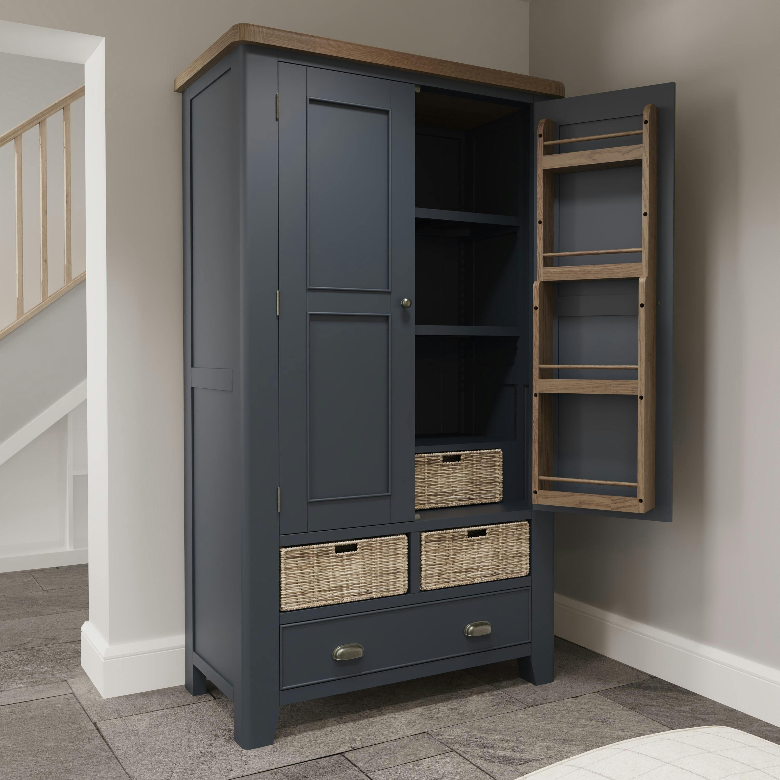 Armoire Garde-manger Adorable Lifestyle – Gris Et Chêne, 218,5 Cm, 3 Portes – Neuve