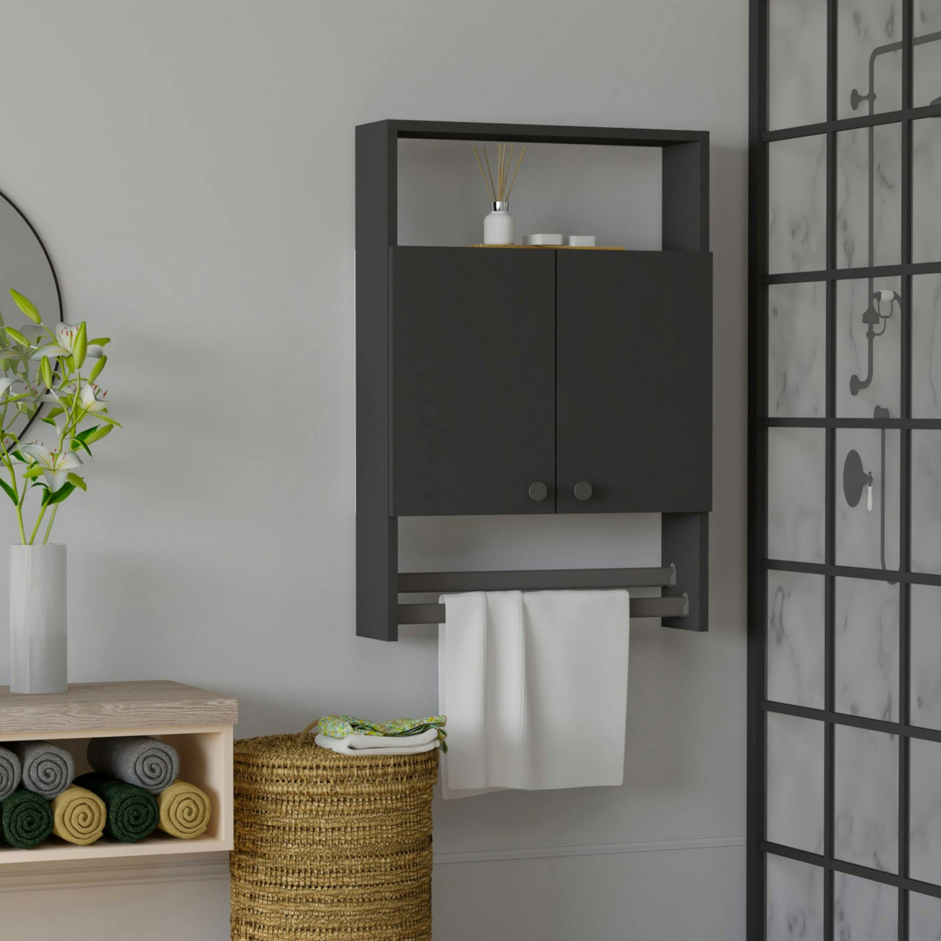 Armoire de toilette anthracite 1 porte-serviettes MARFA