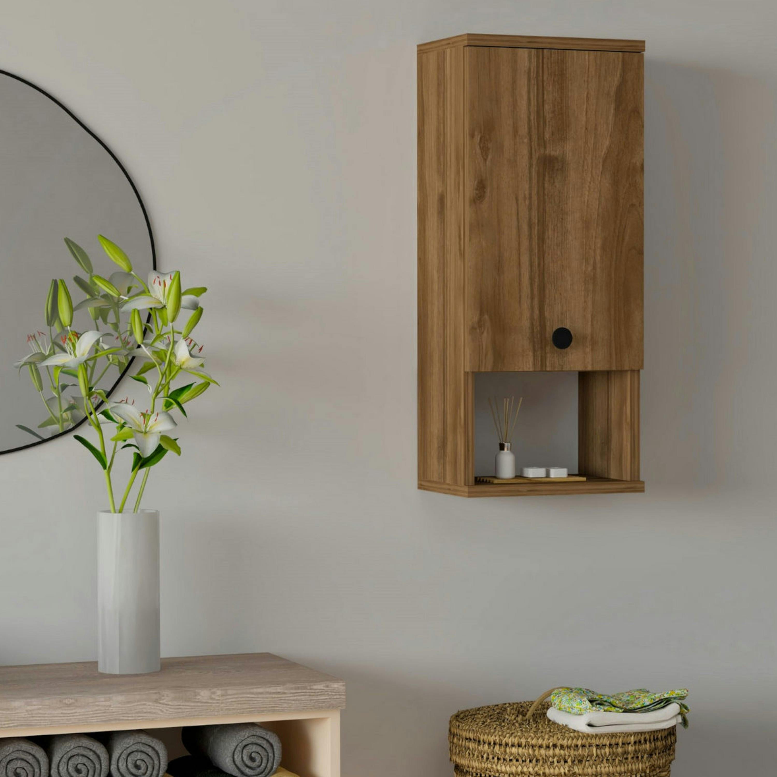 Armoire de toilette effet bois de noyer, 1 porte MARFA