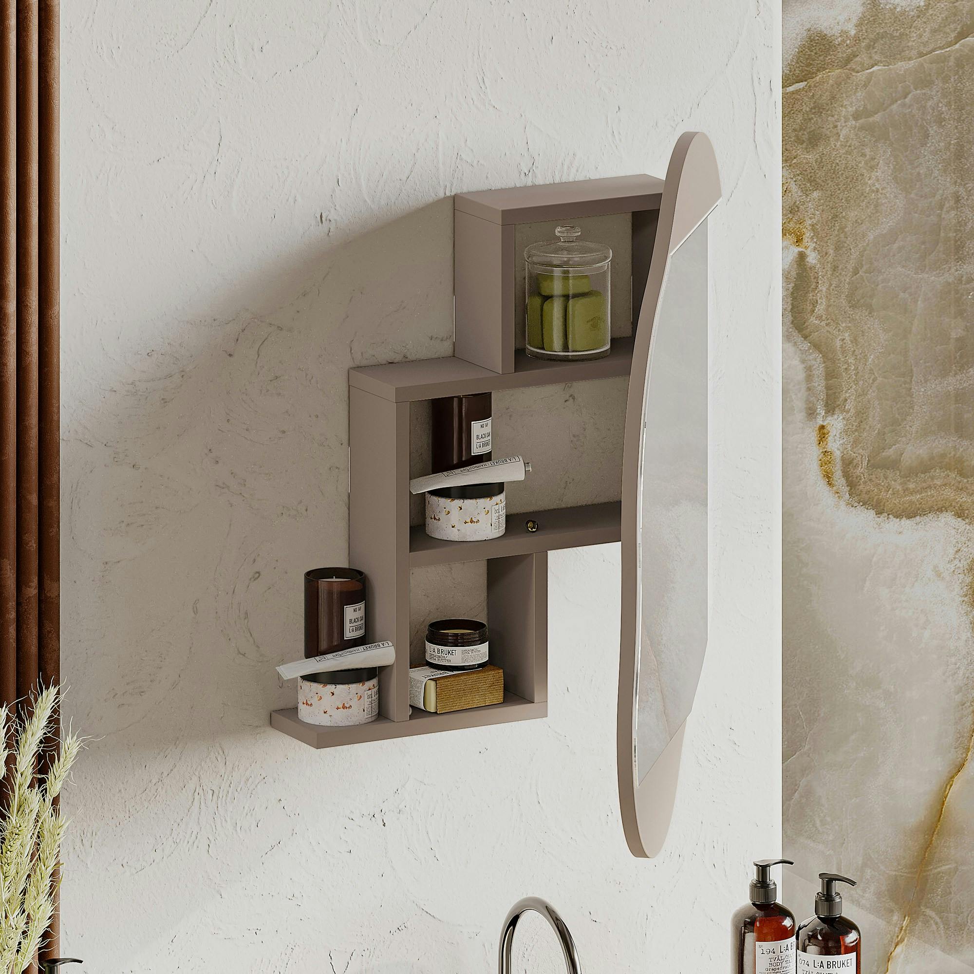 Armoire de toilette organique taupe 1 miroir CODY