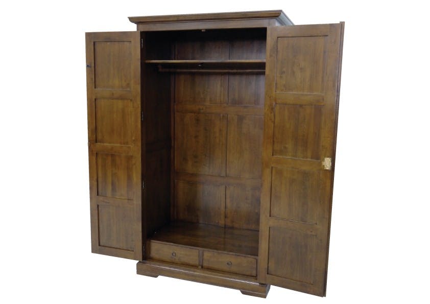 Armoire dressing 2 portes hévéa 110x62x195cm HELENA