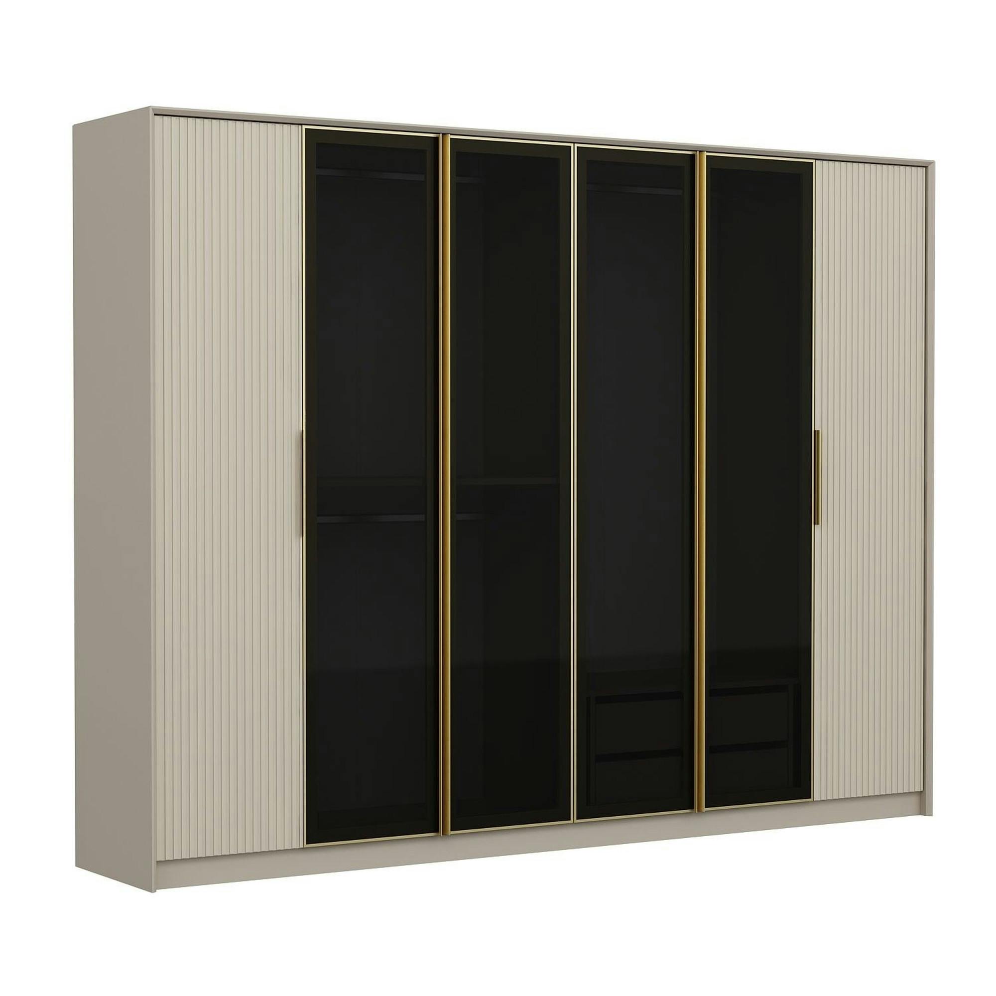 Armoire dressing blanc 4 portes verre H 210 cm BYRON | Dressings | Pier  Import