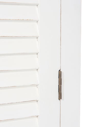 Armoire en bois blanc 2 portes, partie supérieure en lattes, 120x55x185cm