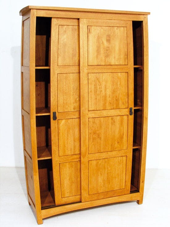 Armoire galbée Hévéa 2 portes coulissantes 120x50x195cm MAORI TRADITION