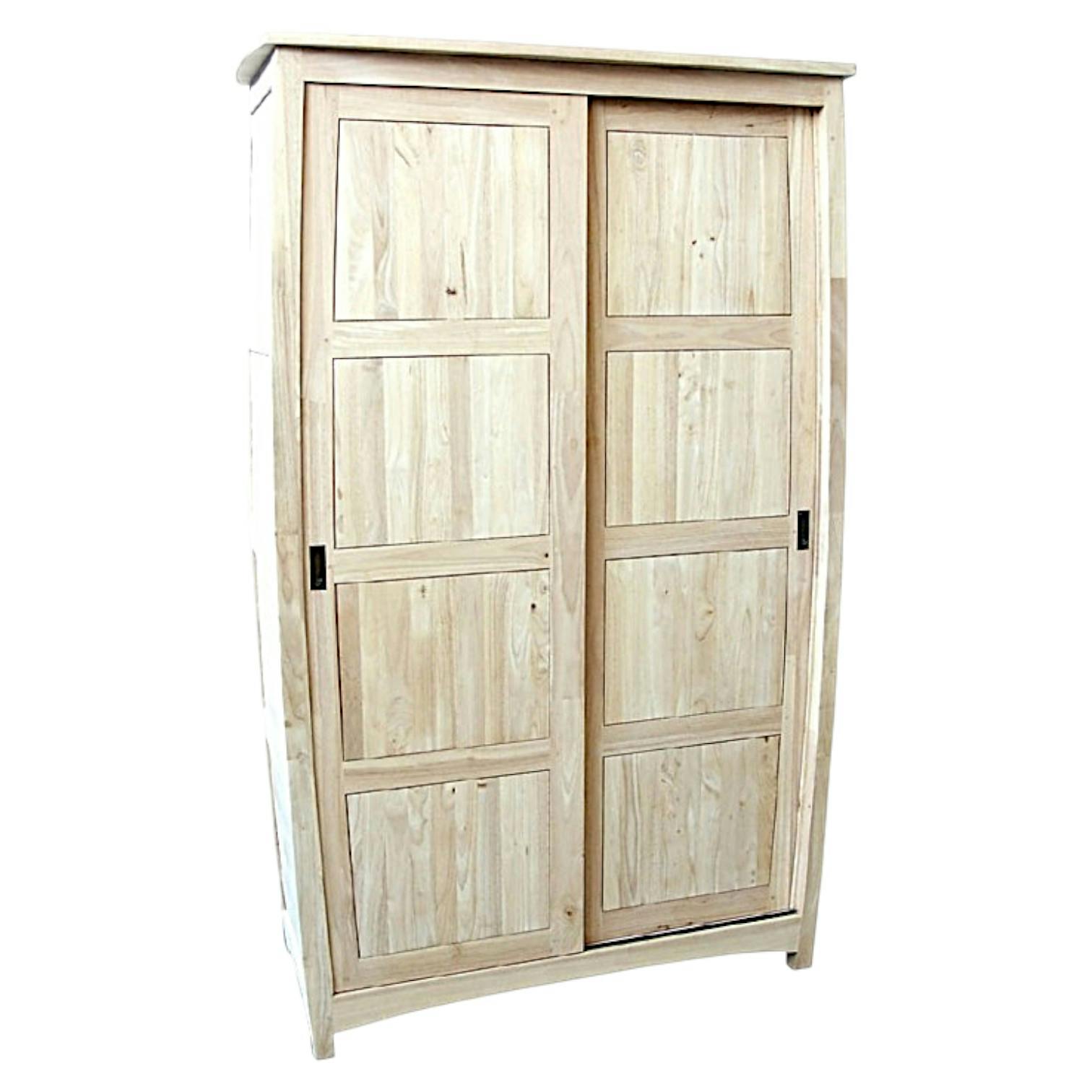 Armoire galbée Hévéa 2 portes coulissantes 120x50x195cm MAORI TRADITION