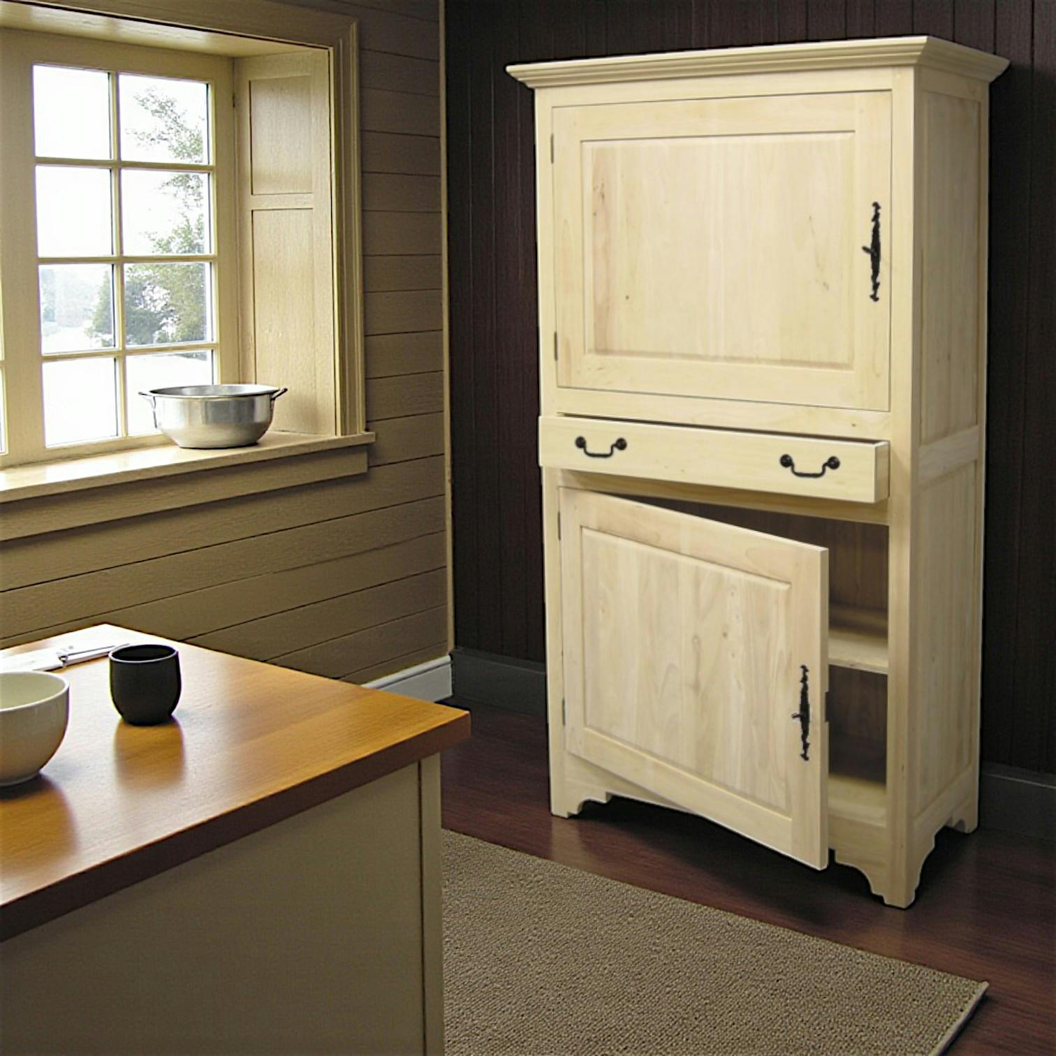 Armoire Hévéa 2 portes, 1 tiroir 105x50x185cm TRADITION