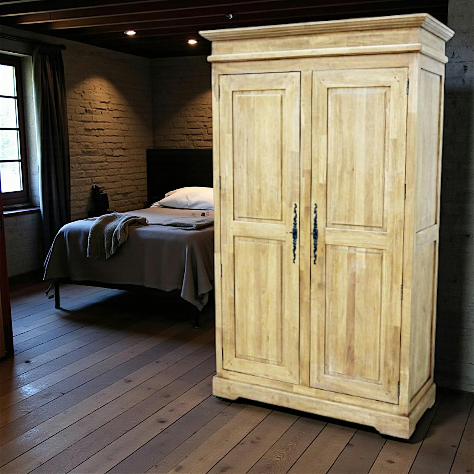 Armoire Hévéa 2 portes 120x60x195cm TRADITION