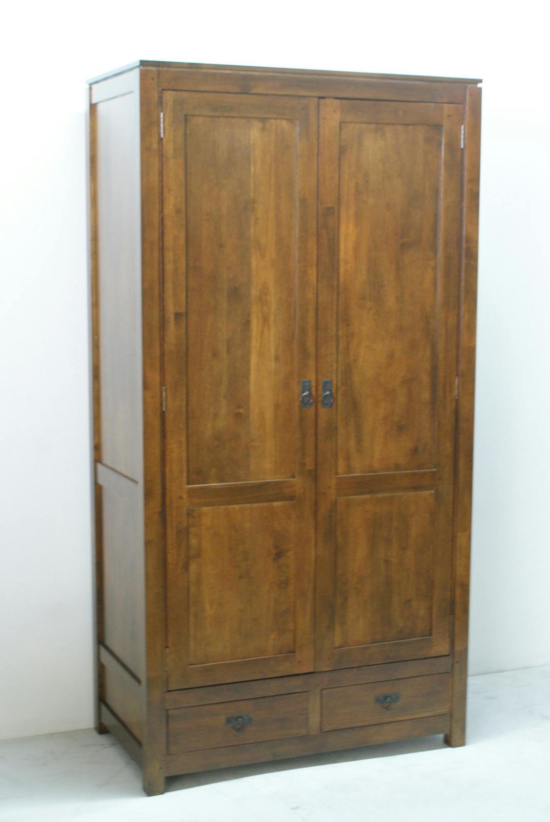 Armoire Hévéa 2 portes, 2 tiroirs, 100x55x195cm HELENA