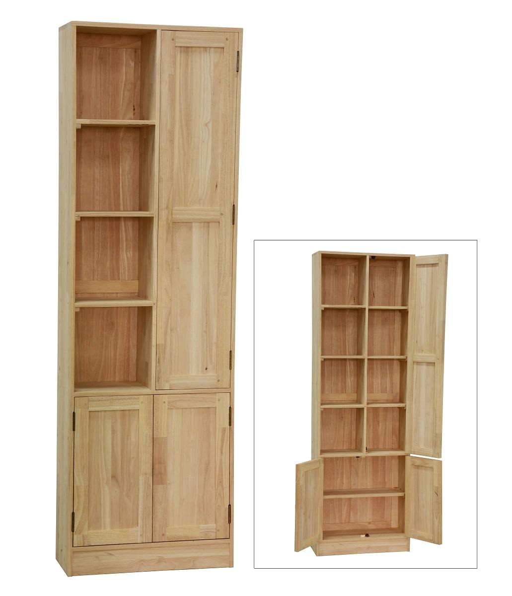 Armoire Hévéa 3 portes, dont 1 grande et 4 niches ouvertes 60x25x190cm TRADITION