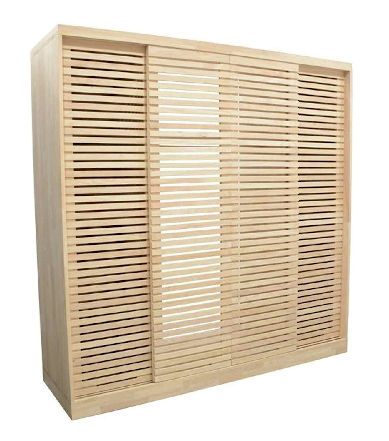 Armoire Hévéa 4 portes coulissantes Persiennes 200x60x200cm NEW ORLEANS