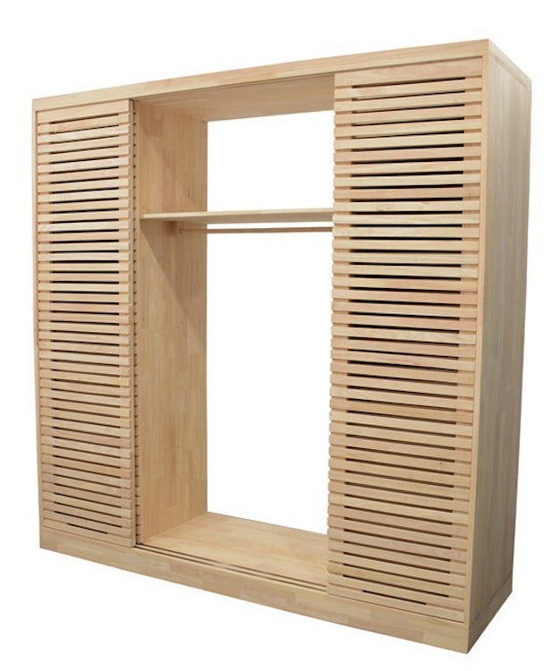 Armoire Hévéa 4 portes coulissantes Persiennes 200x60x200cm NEW ORLEANS