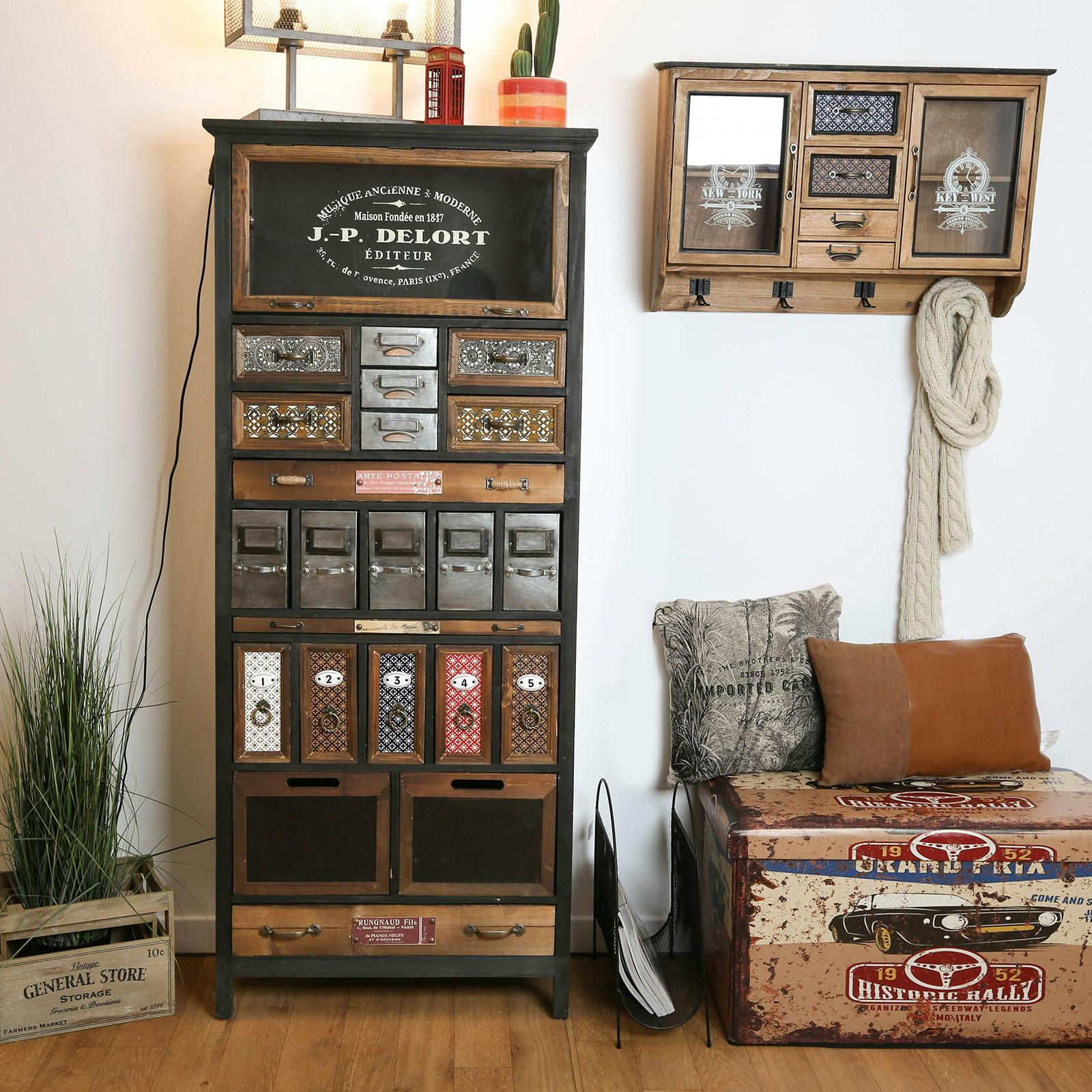 MAG Armoire à tiroirs 40 x 30 x 60 cm Bois de récupération massif 7334379546764 - Maison