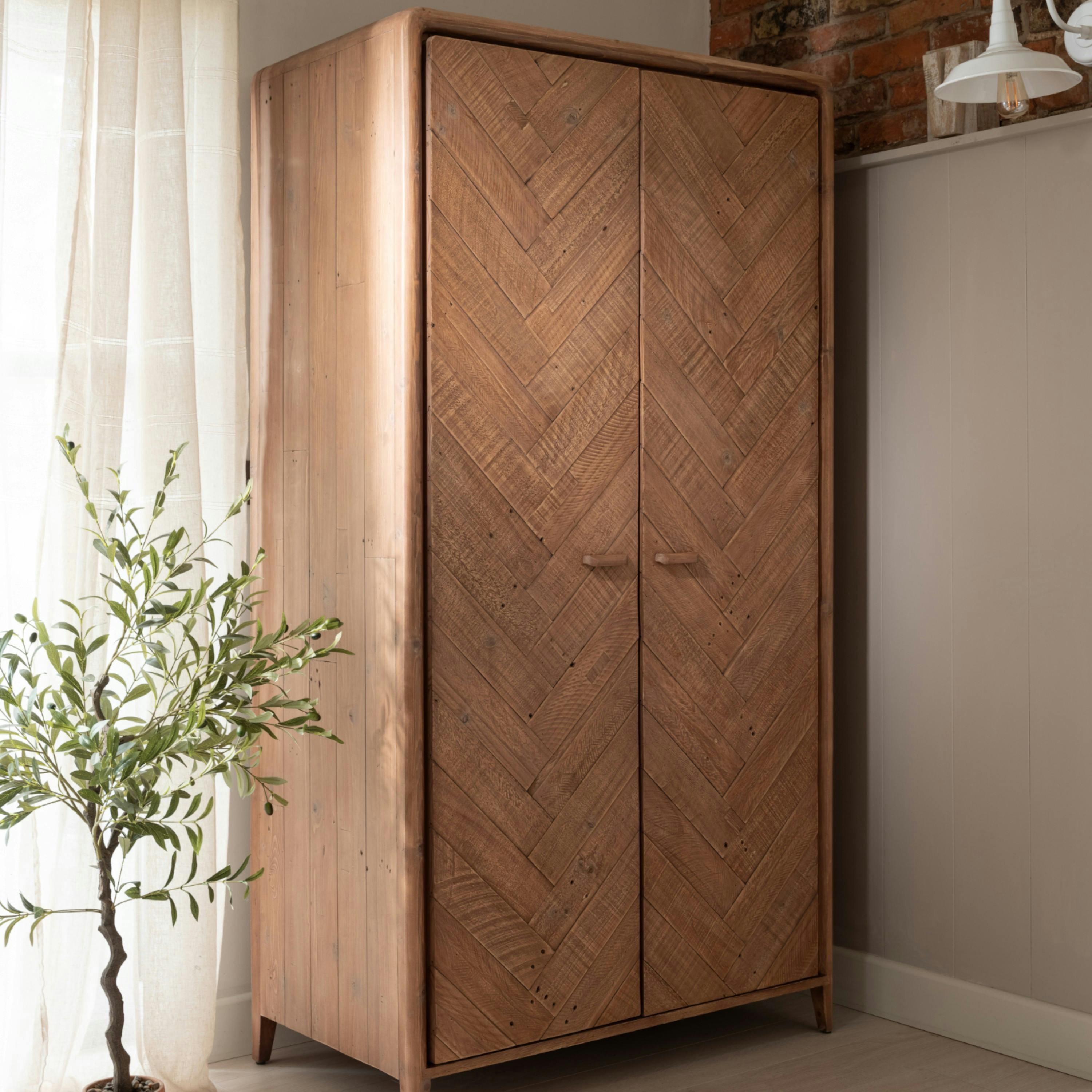 Armoire penderie 2 portes bois recyclé KEARNEY