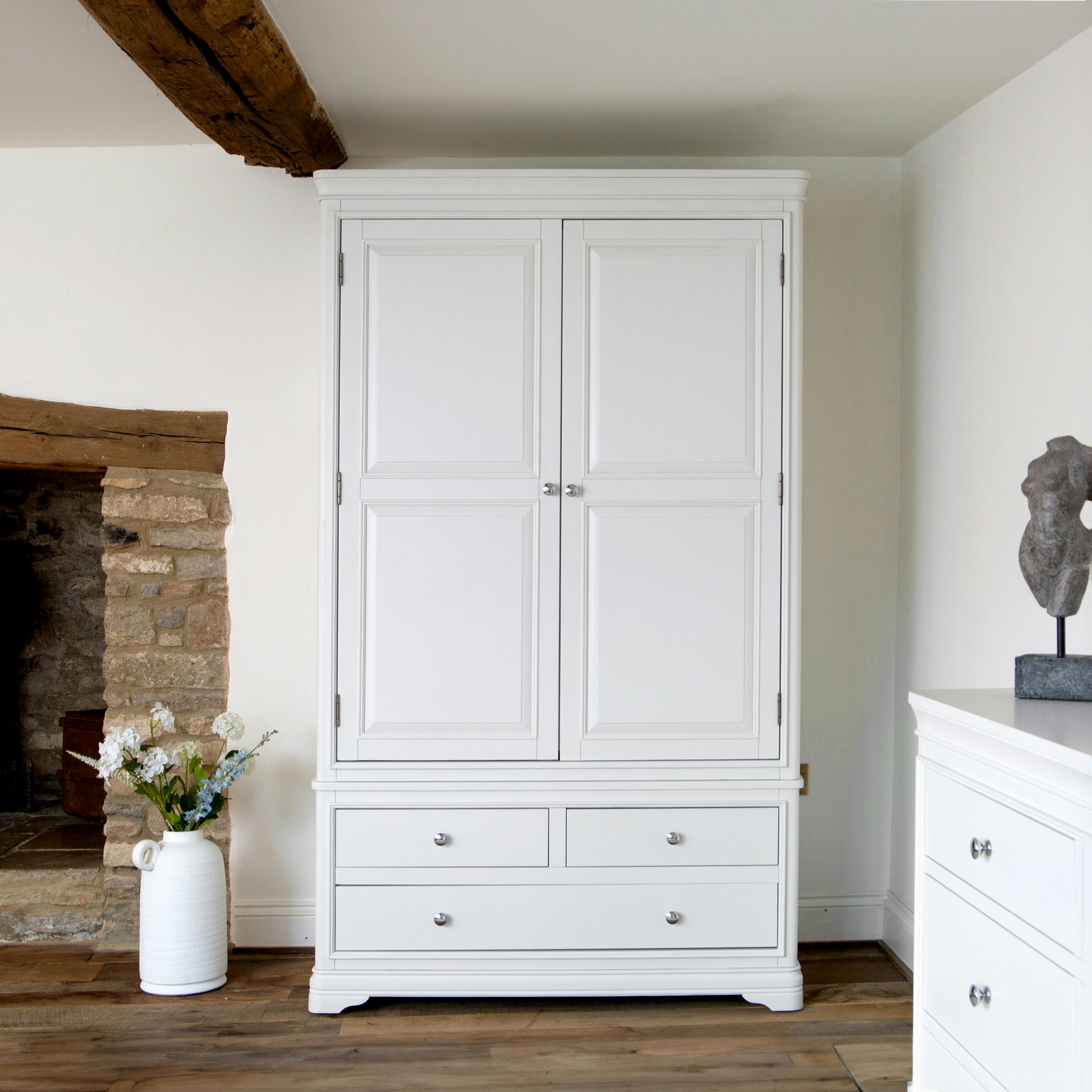 Armoire penderie blanche 3 tiroirs ANDROS