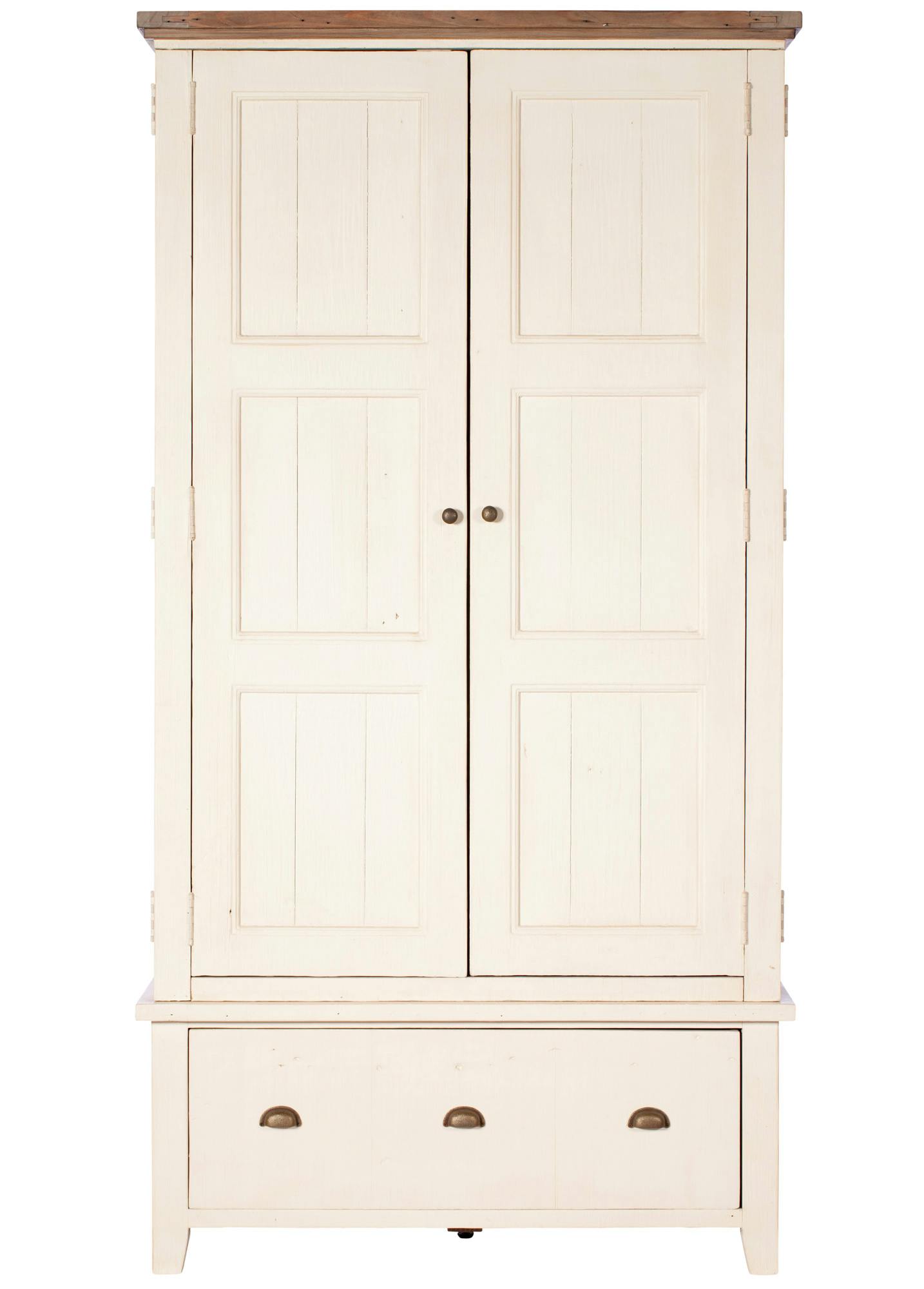 Armoire penderie blanche bois recyclé 107 cm BRISTOL