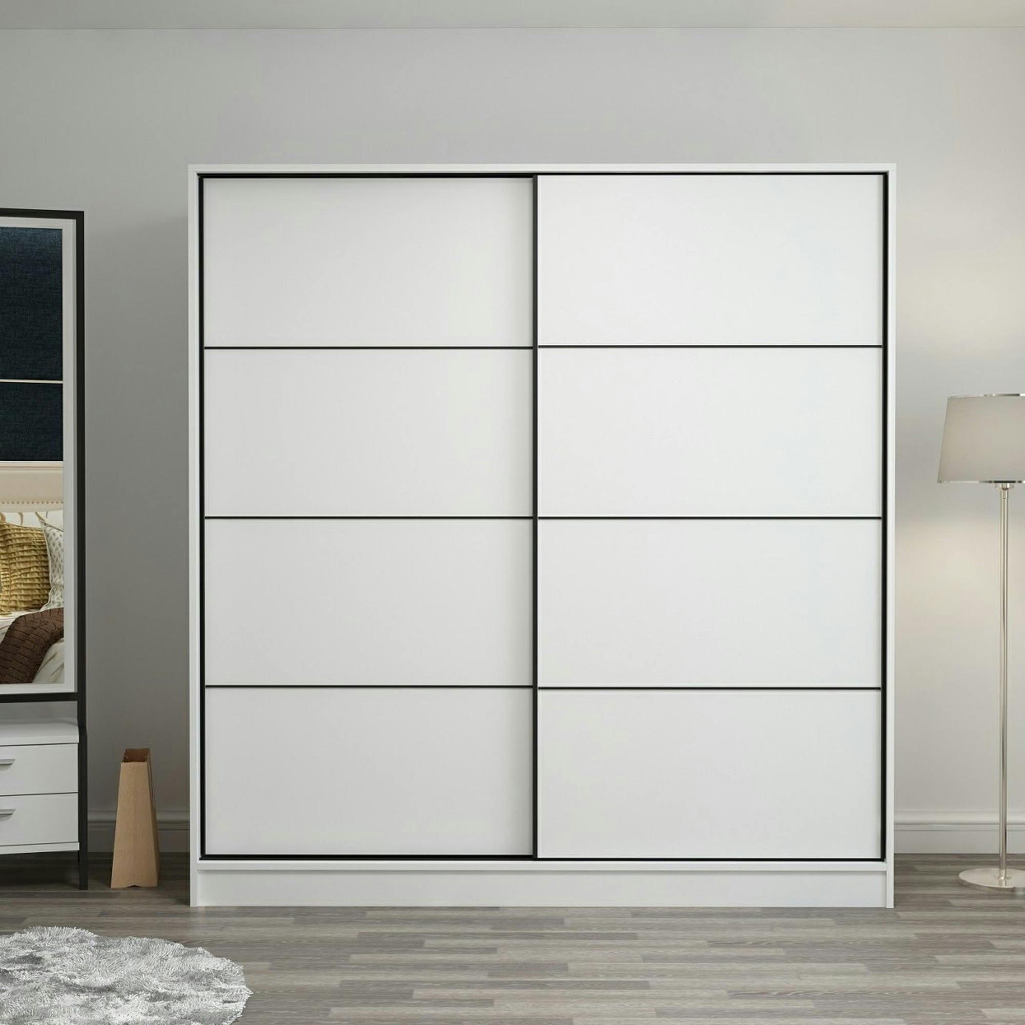 Armoire penderie blanche portes coulissantes L.180 cm BYRON