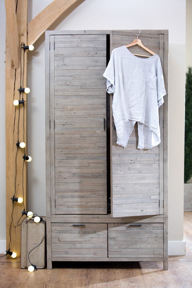 Armoire penderie bois recyclé grisé SIENNE Armoires / Penderies