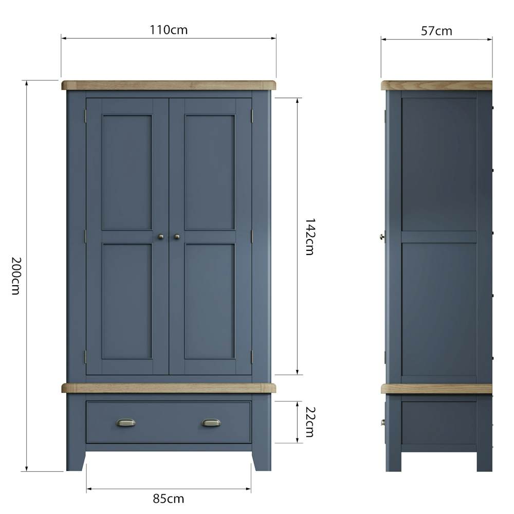Armoire penderie en bois finition bleu profond HOVE Armoires