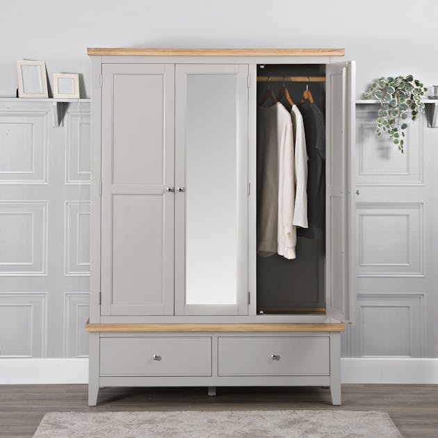 Armoire penderie grise 3 portes 1 miroir PAROS Armoires / Penderies