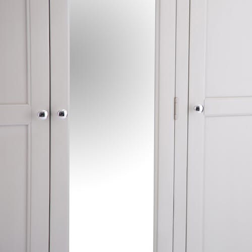 Armoire penderie grise 3 portes 1 miroir PAROS