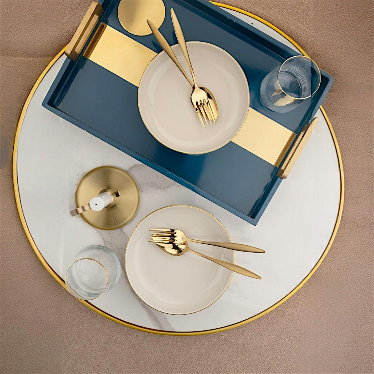 Assiette à soupe blanche à bordure dorée (lot de 2) ELDA