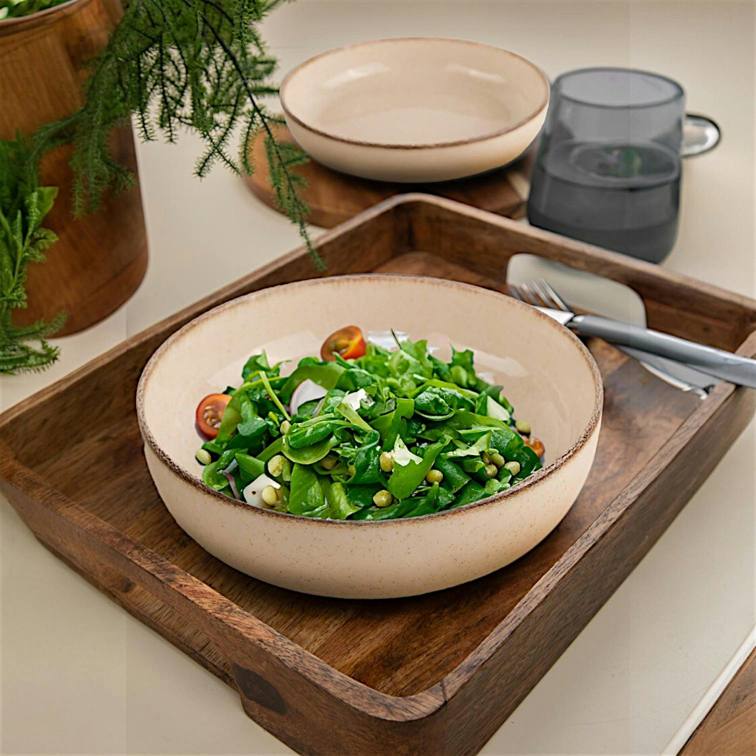 Assiette creuse poke bowl beige antique (lot de 2) ELDA