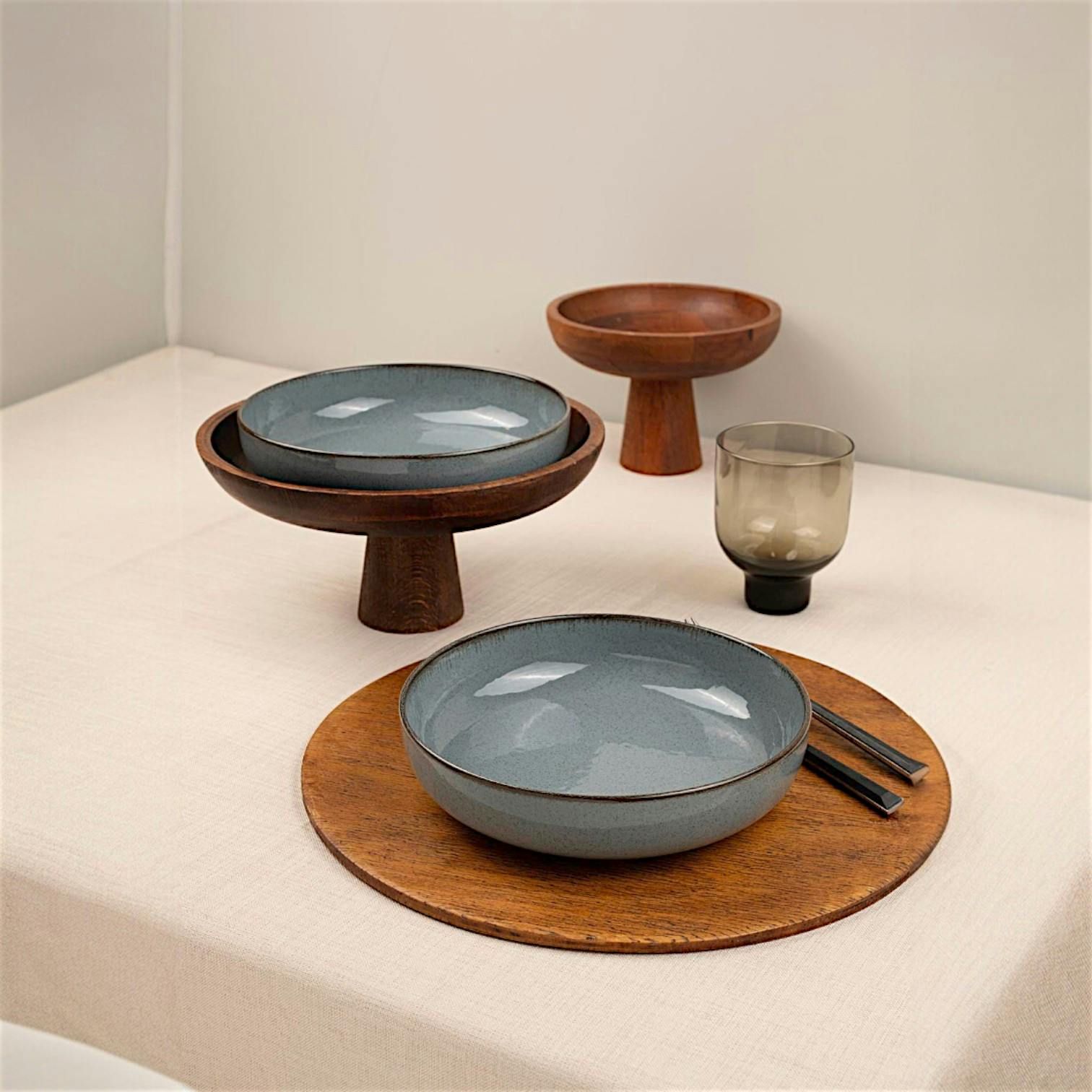 Assiette creuse poke bowl gris antique (lot de 2) ELDA