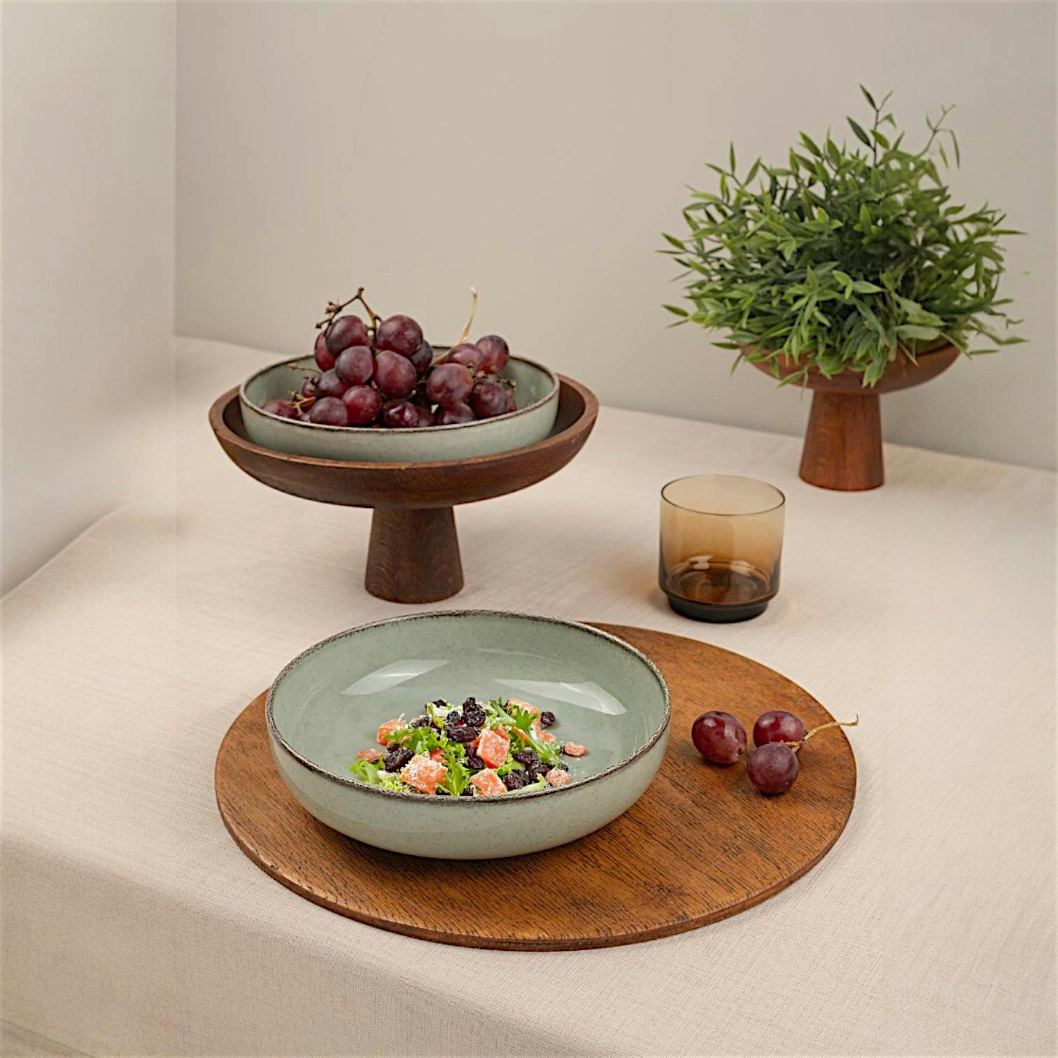 Assiette creuse poke bowl vert antique (lot de 2) ELDA