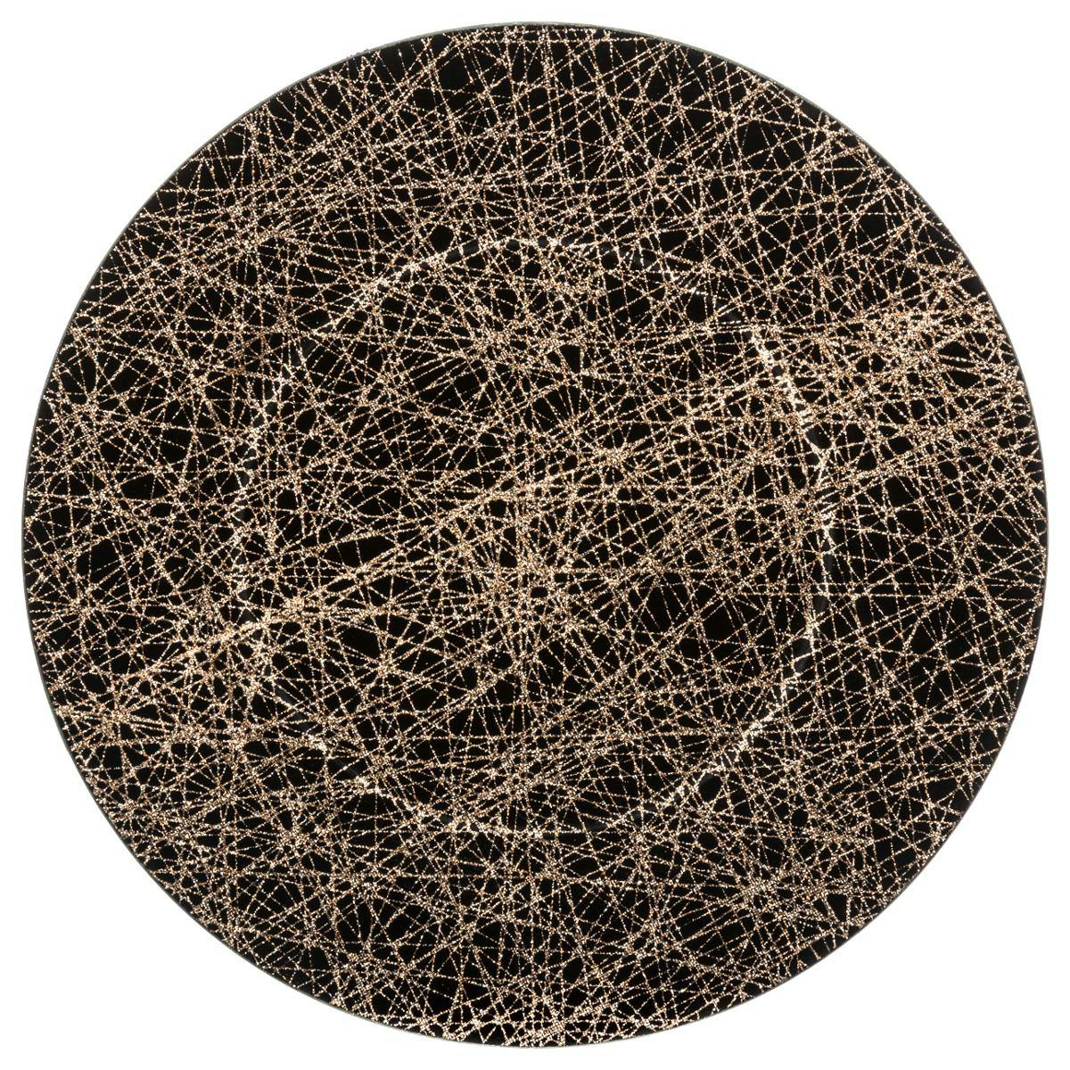 Assiette de présentation noire lignes dorées D33cm