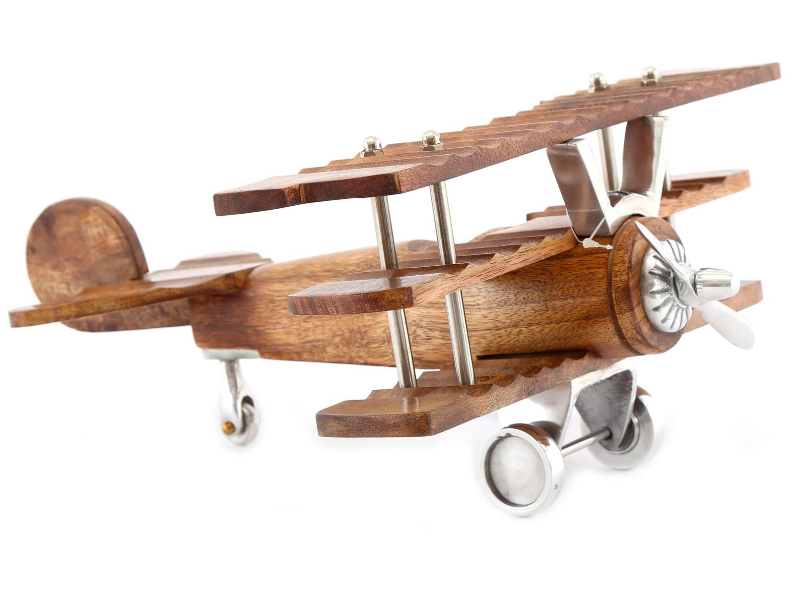 Avion de décoration bois et argenté