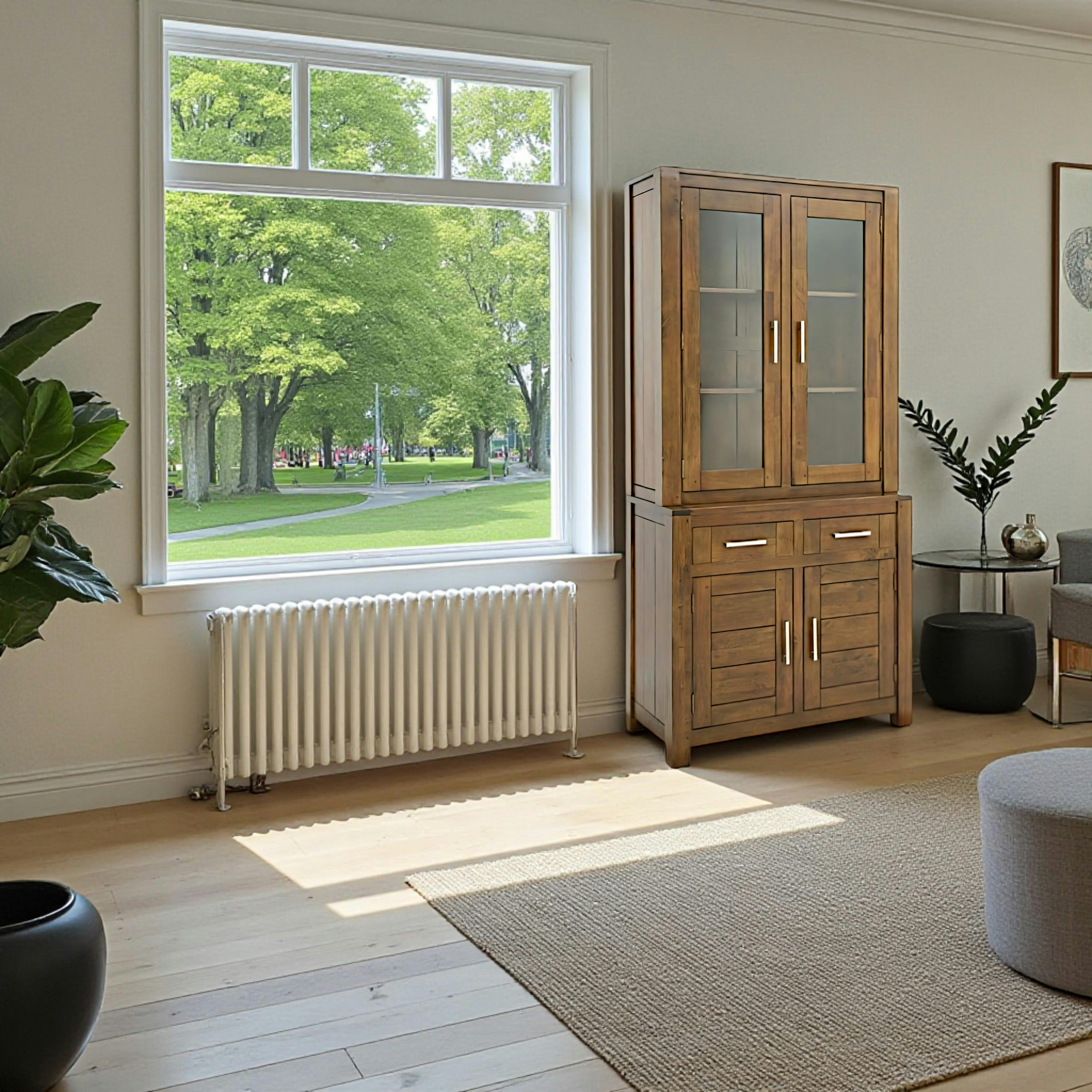 Bahut 2 corps moderne hévéa 100x210cm ATTAN