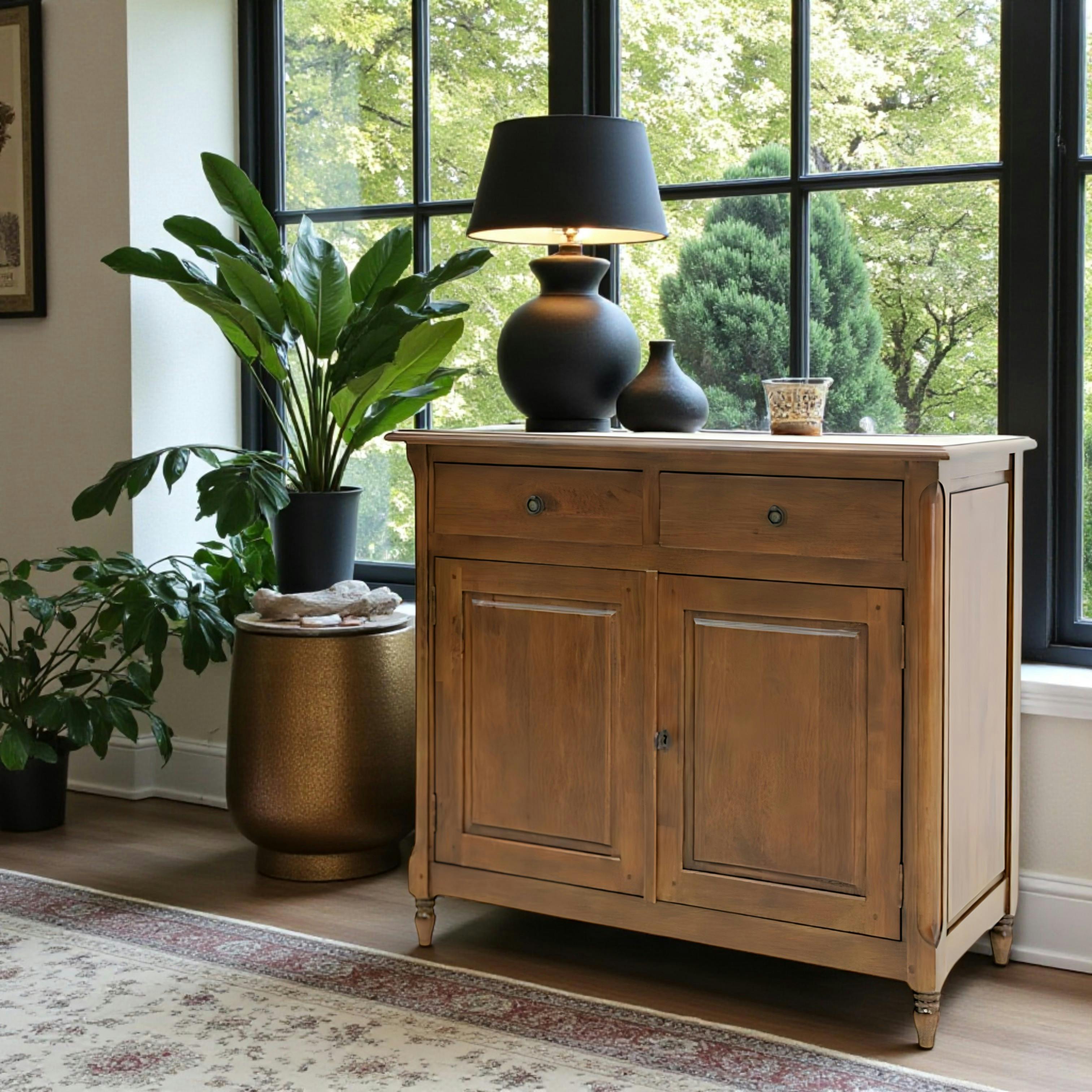 Bahut bas ancien hévéa 100x90cm TRADITION