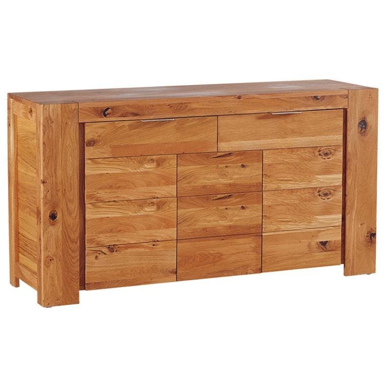 Bahut bas chêne huilé 3 portes 2 tiroirs 150x80x45cm ROMEO