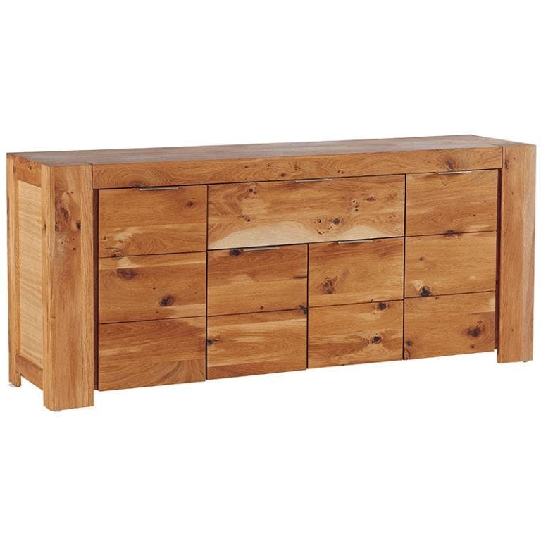 Bahut bas chêne huilé 4 portes 1 tiroir 187x80x45cm ROMEO