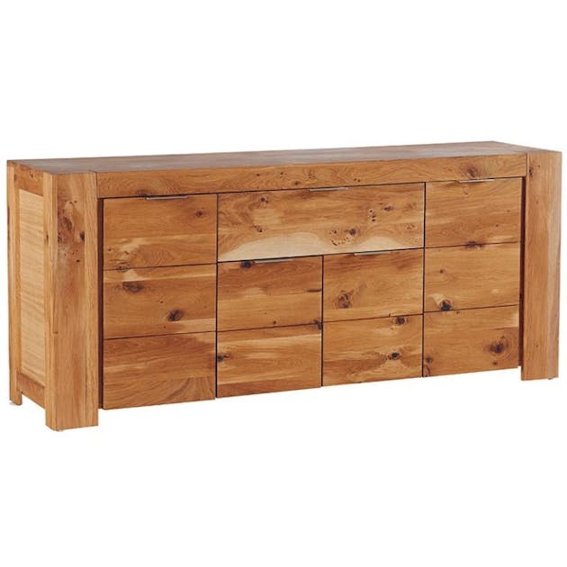 Bahut bas chĂȘne huilĂ© 4 portes 1 tiroir 187x80x45cm ROMEO | Buffets / Bahuts | Pier Import bahut bois