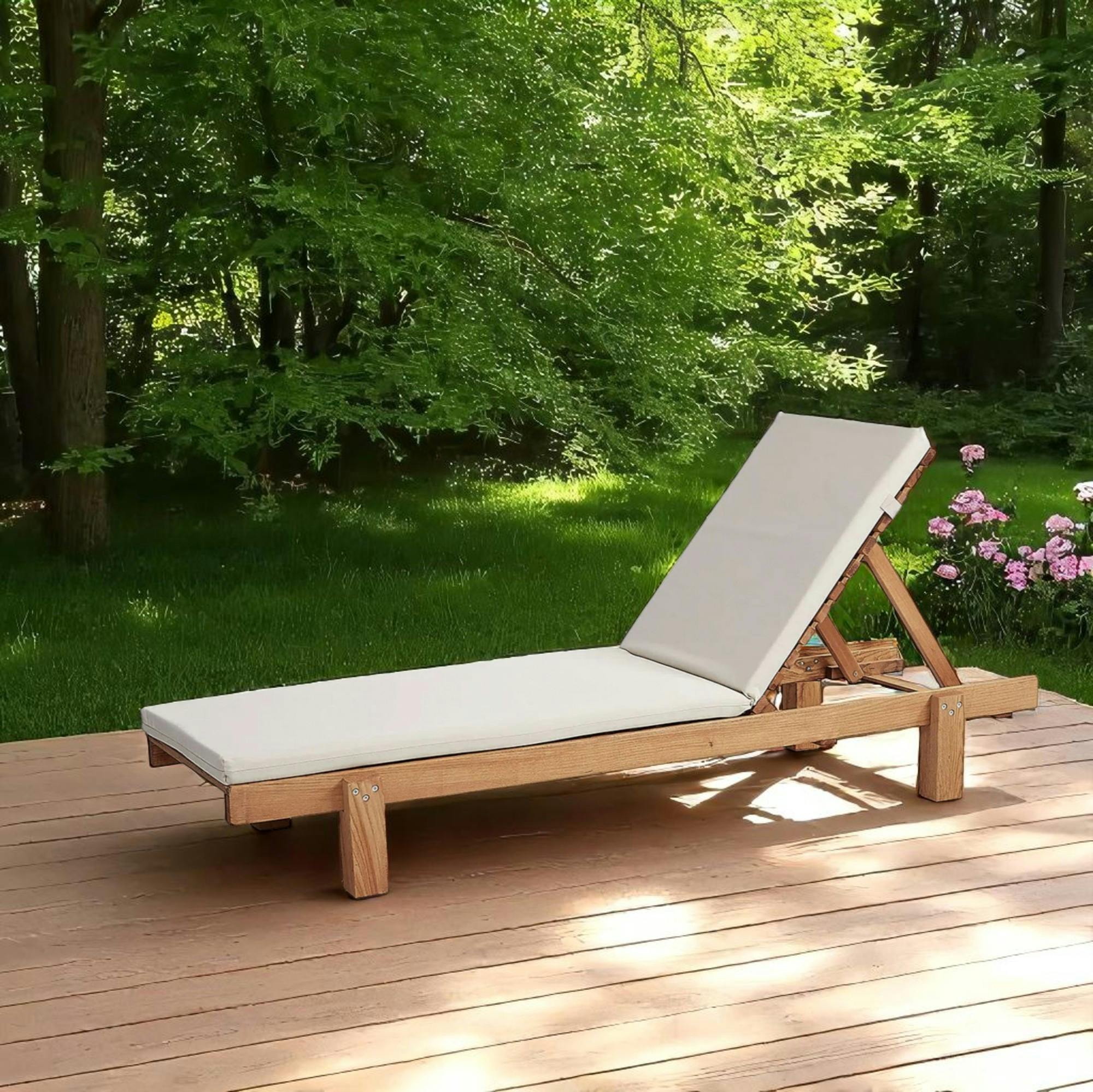 Bain de soleil en bois avec coussin TALIFA